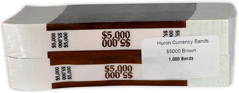 Currency Money Band Wrappers $5000 Brown (1000 pcs)